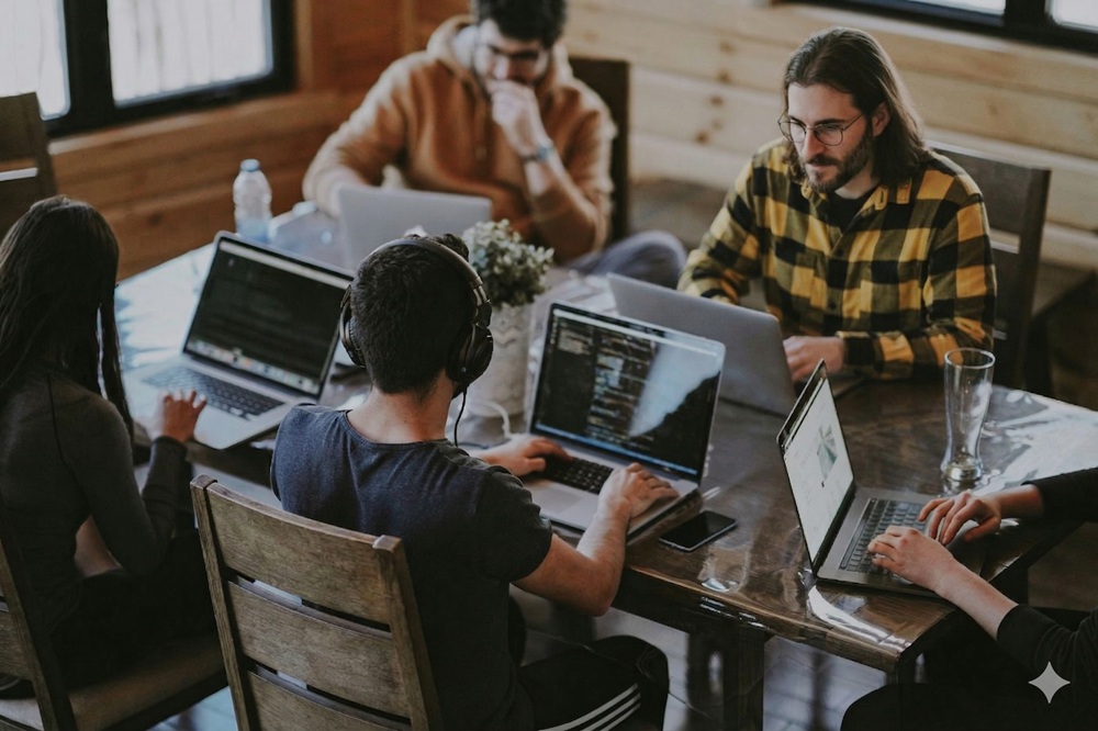 Schreibtisch und Arbeitsbereich